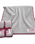 Culver Frosty Fleece Blanket - Grey & Maroon