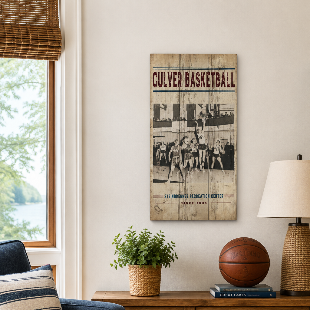 Vintage Basketball Plank Sign - 11" x 20"