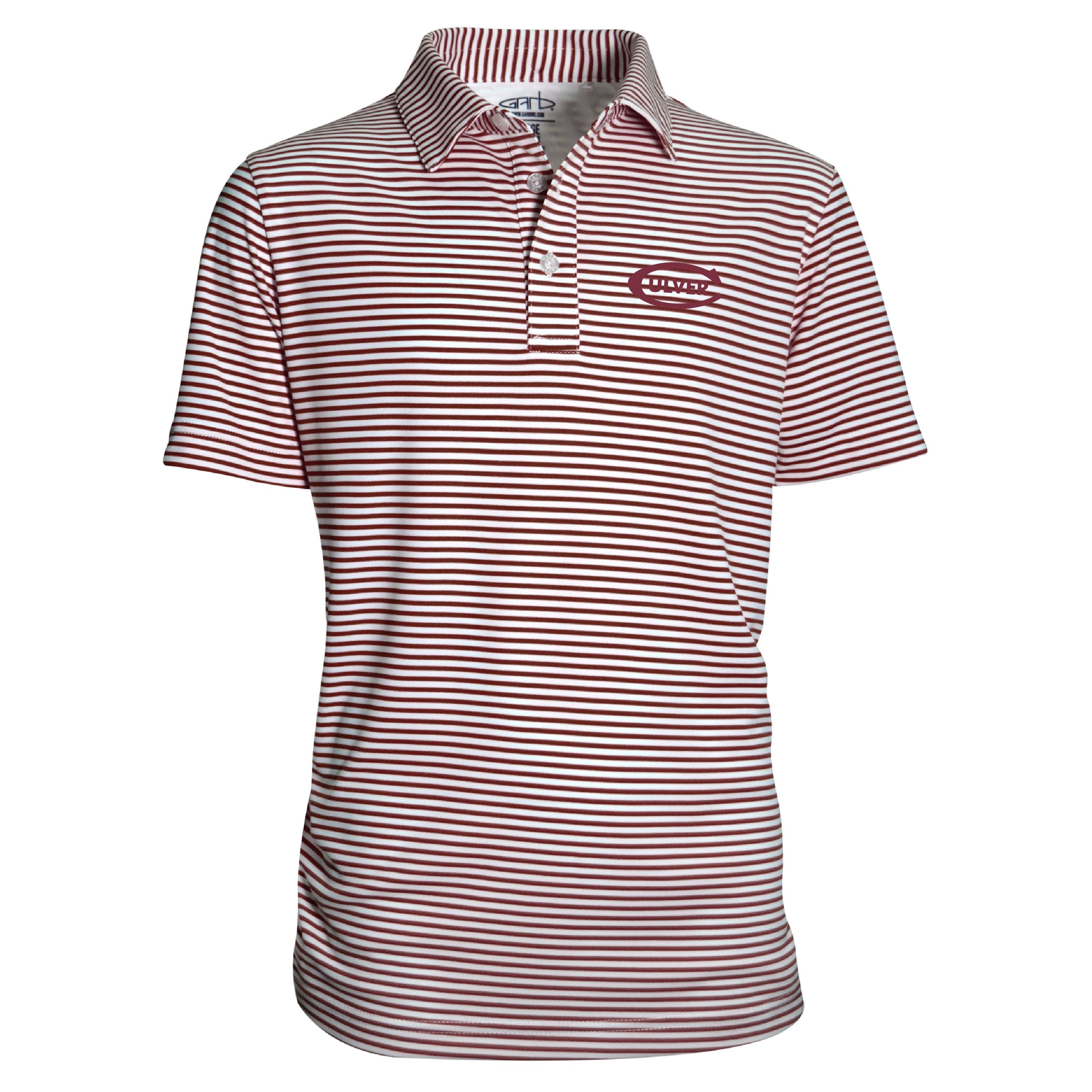 Culver Embroidered Carson Stripe Youth Polo - Maroon &amp; White