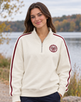 Varsity Quarter Zip Pullover - Cream/Maroon