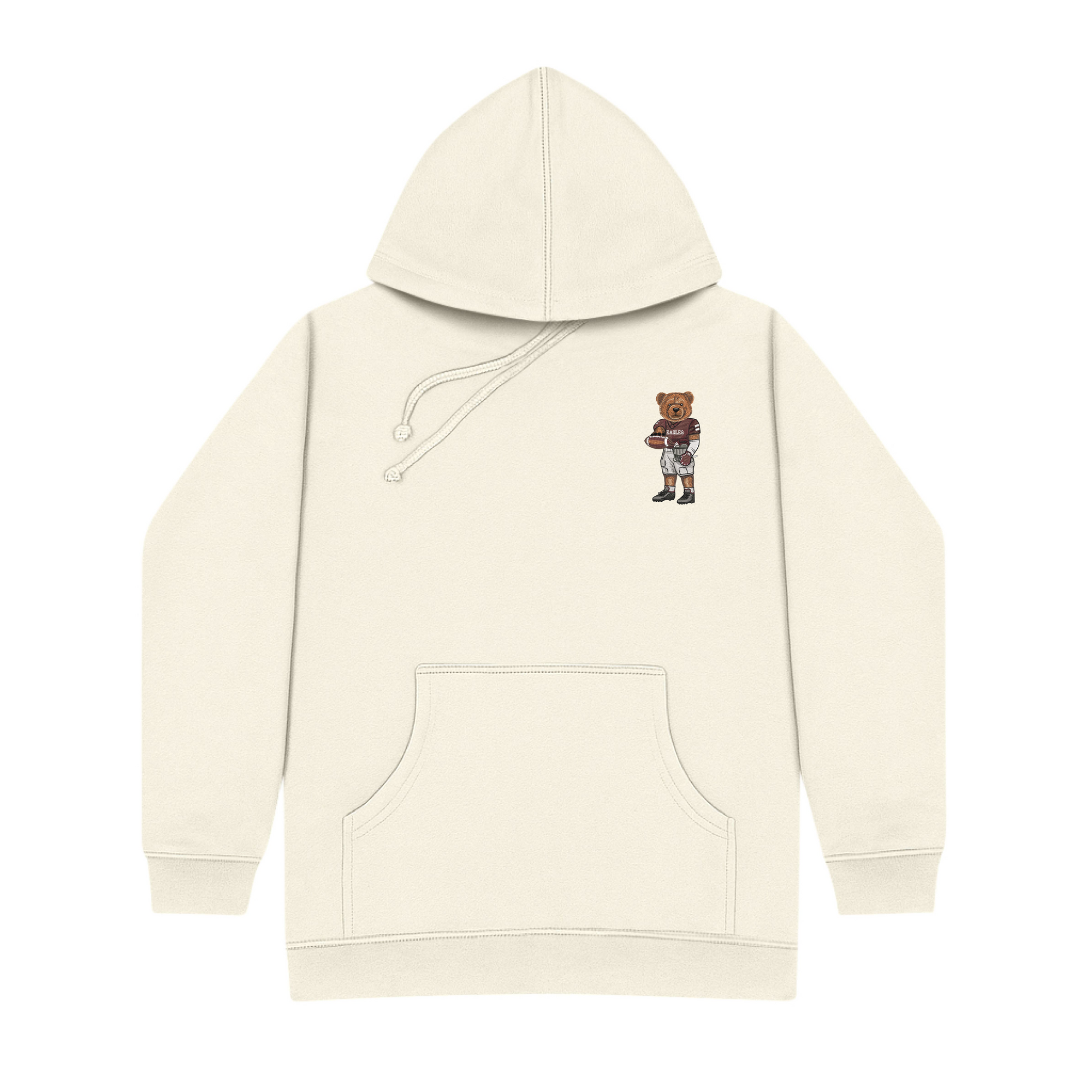 Football Bear Crew Dog Hoodie - Cream