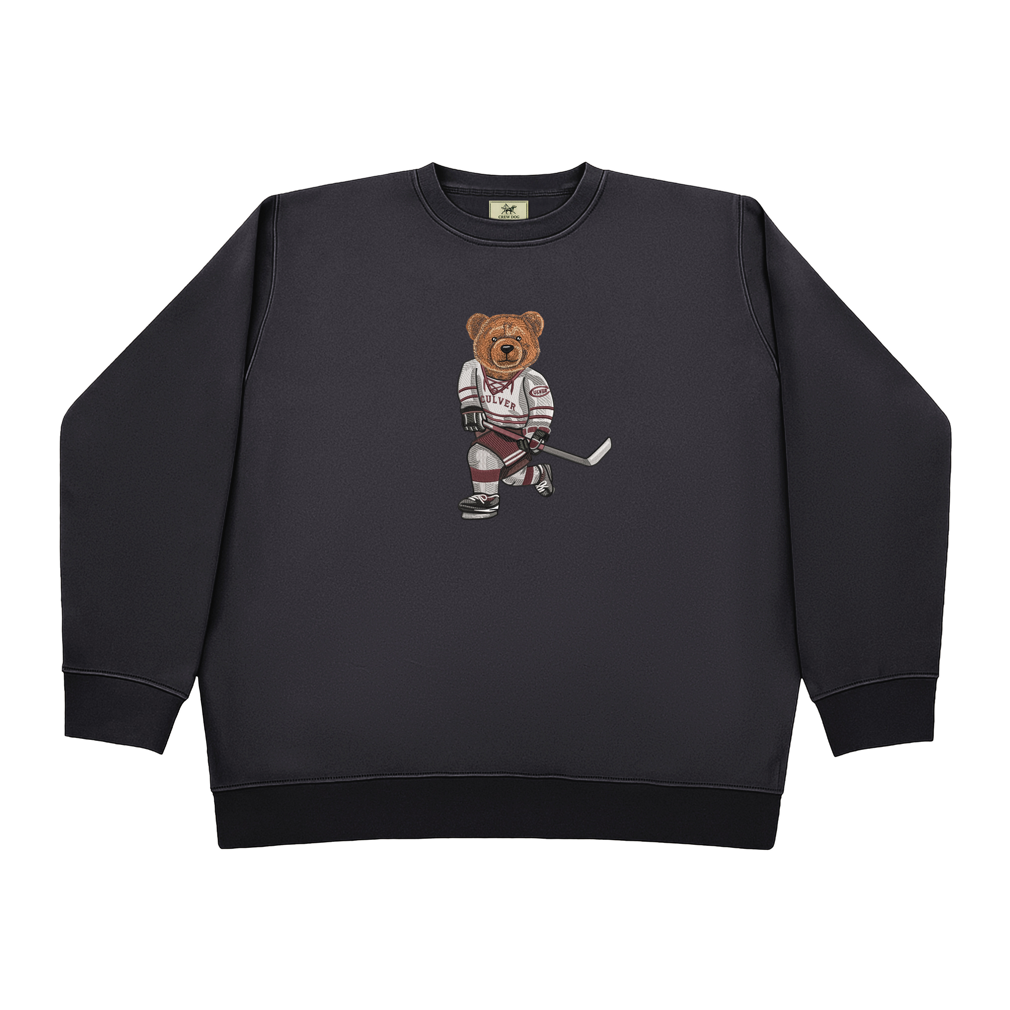 Hockey Bear Crew Dog Crewneck - Charcoal
