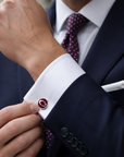 Smathers & Branson Maroon Culver "C" Cufflinks Silver