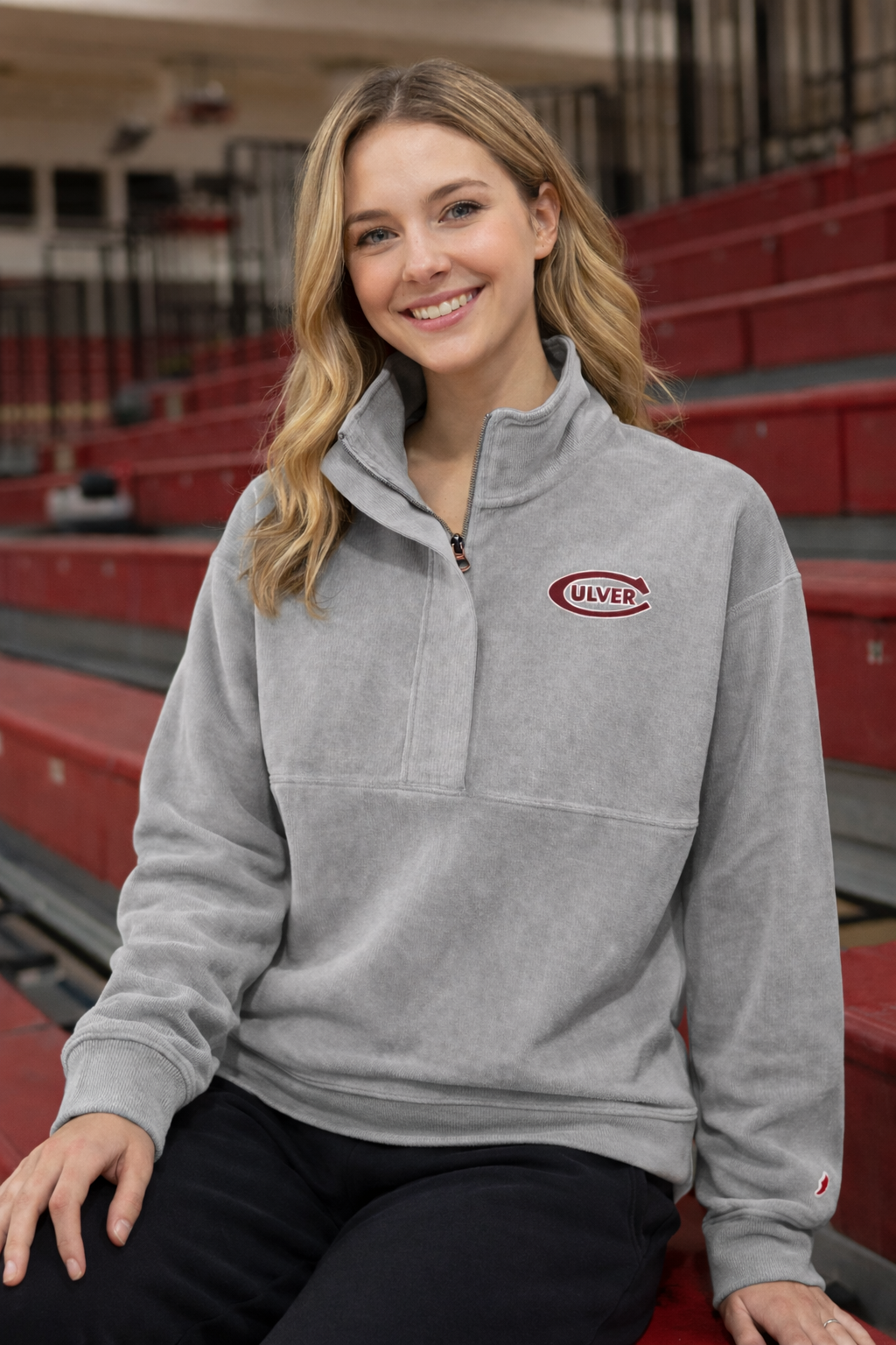 Women's Corded Half Zip - Coastal Grey