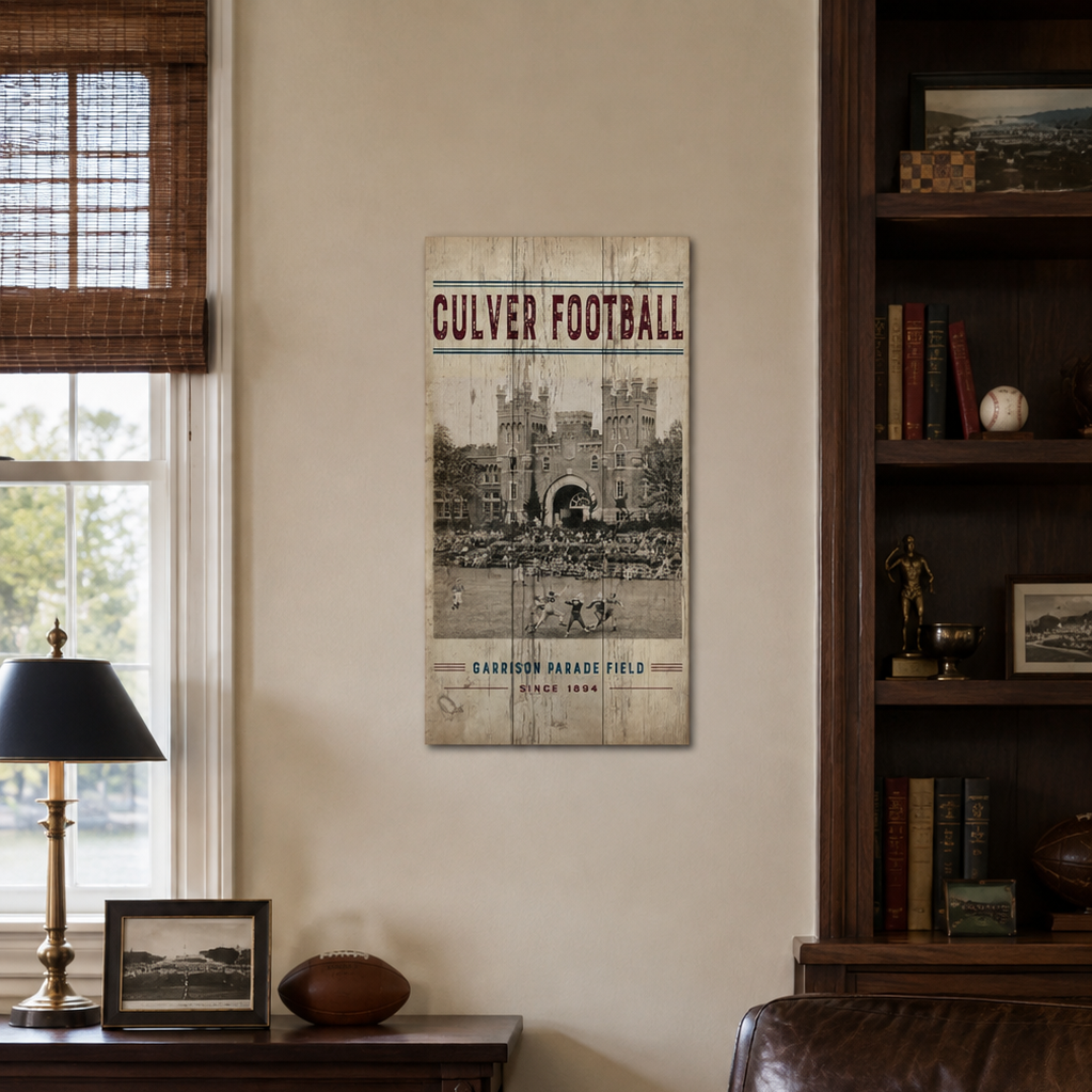 Vintage Football Plank Sign - 11" x 20"