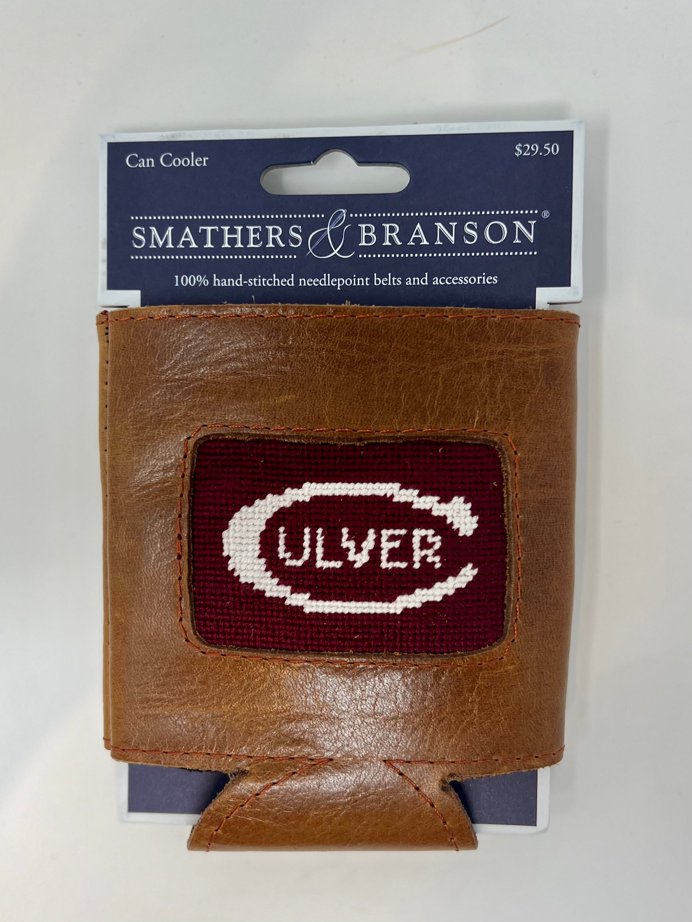Smathers &amp; Branson Leather Needlepoint Culver Can Cooler
