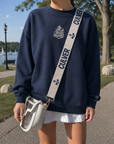 Fan Glam Beaded Strap – White & Navy Anchor