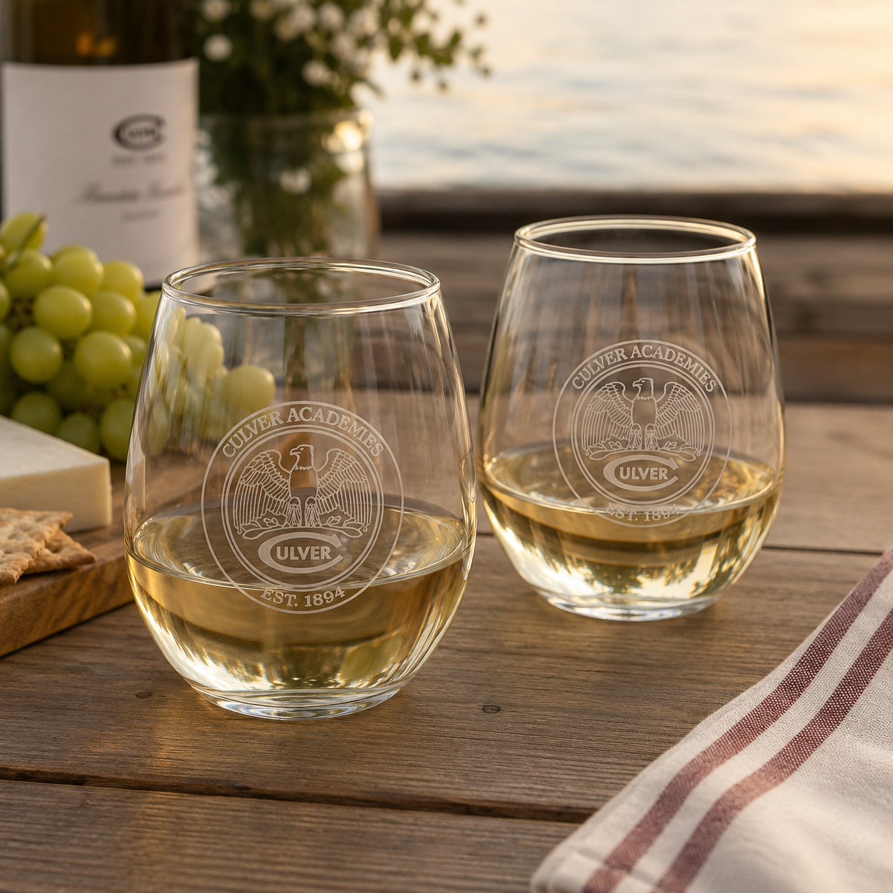 Culver Eagle Stemless Wine Glasses Set of 2 -20oz