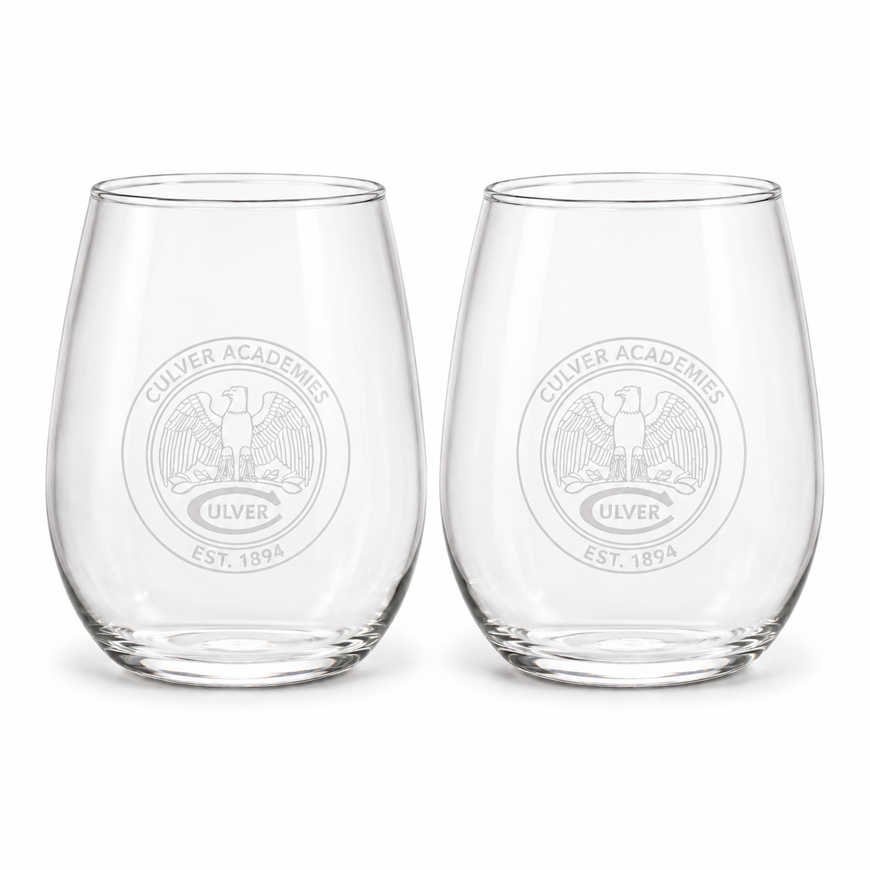 Culver Eagle Stemless Wine Glasses Set of 2 - 15oz