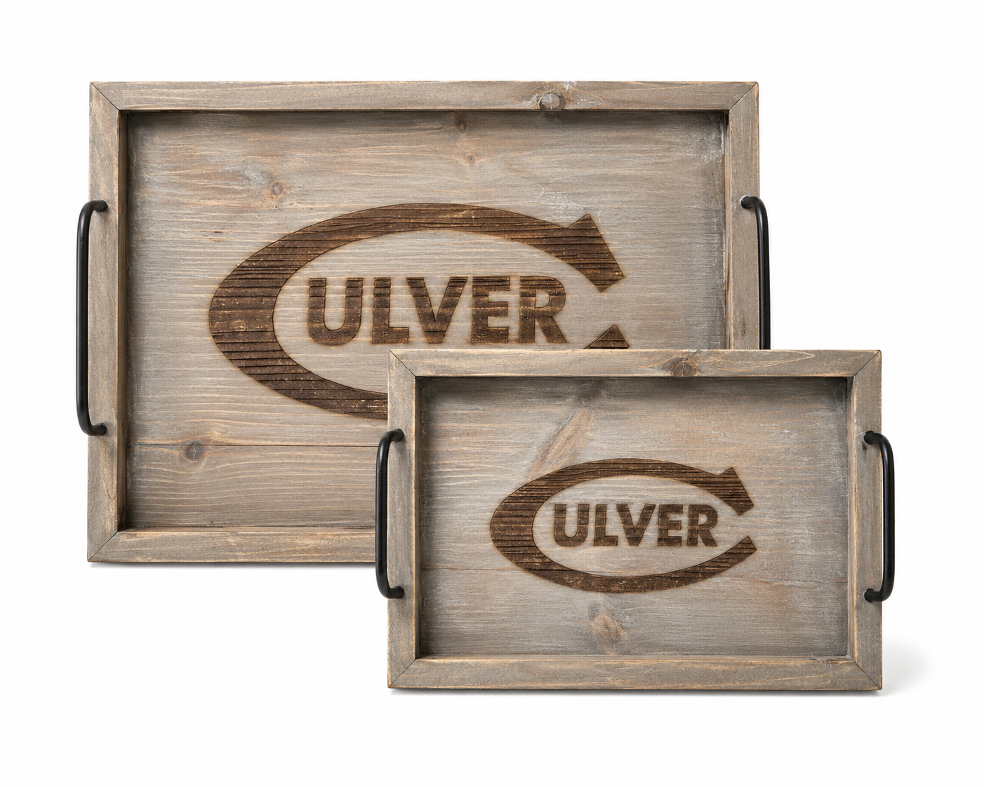 Wood Culver-C Serving Tray - Wood Set of 2