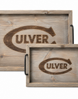 Wood Culver-C Serving Tray - Wood Set of 2