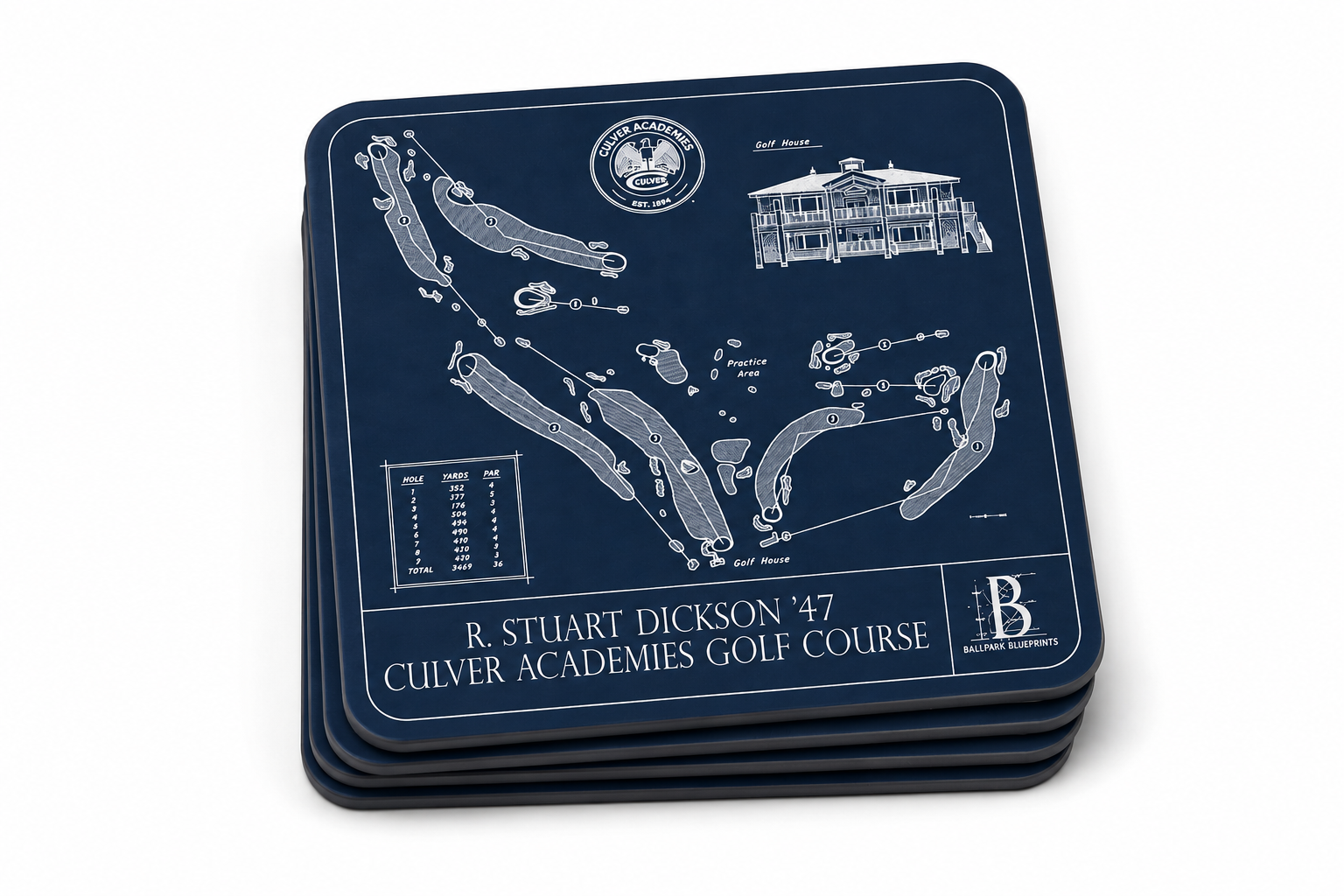 Culver Academies Golf Course Coaster Set - 4 Pack