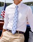 Seersucker Summer Anchor Silk Tie - Navy