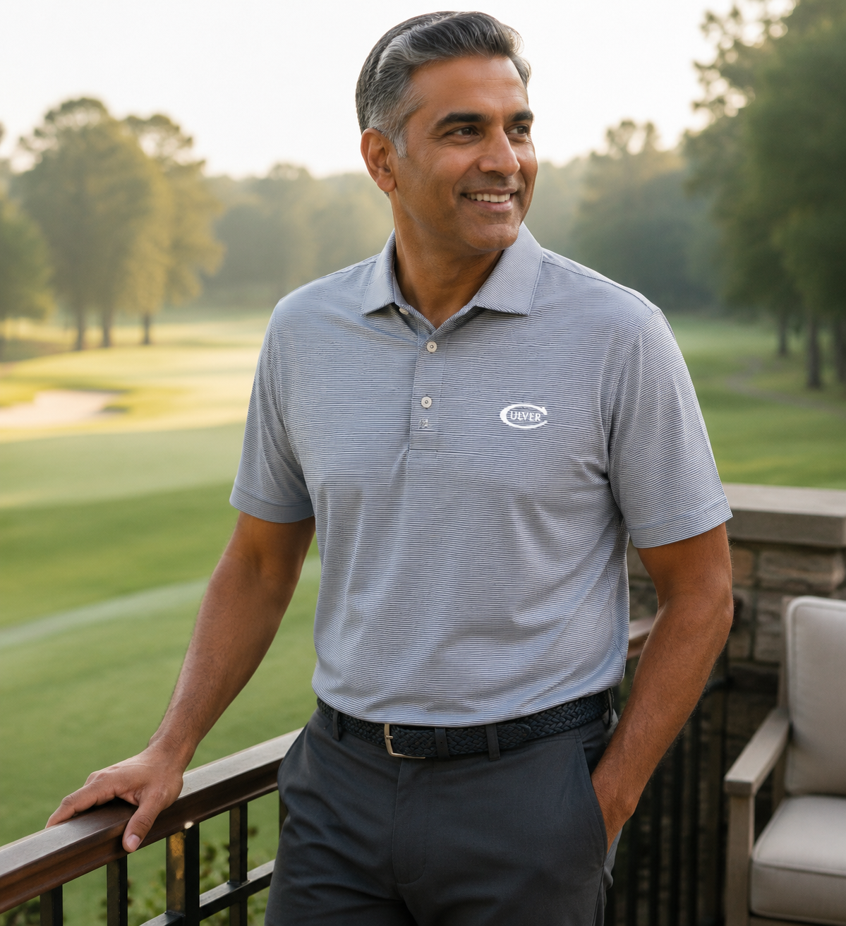 Pre-Order Johnnie O Lyndonn Stripe Performance Polo - Heather Twilight