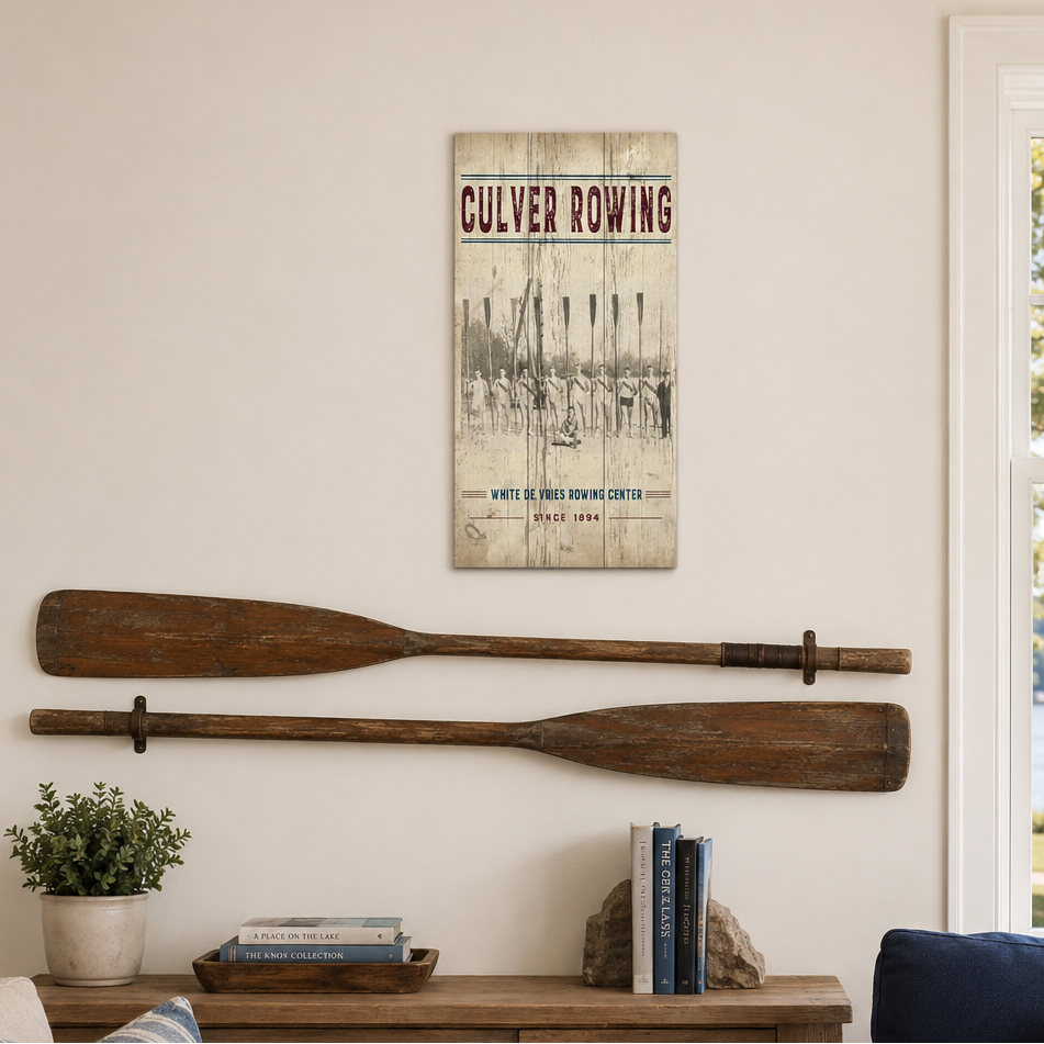 Vintage Rowing Plank Sign - 11" x 20"