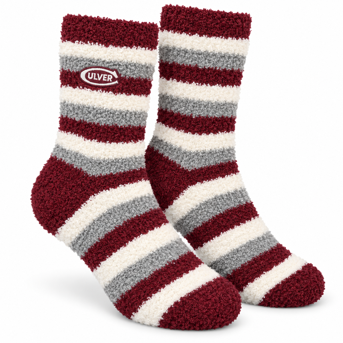 Cozy Stripe Sock - Maroon/Grey/White