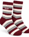 Cozy Stripe Sock - Maroon/Grey/White