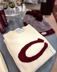 Culver-C Varsity Letter Knit Sweater - Cream