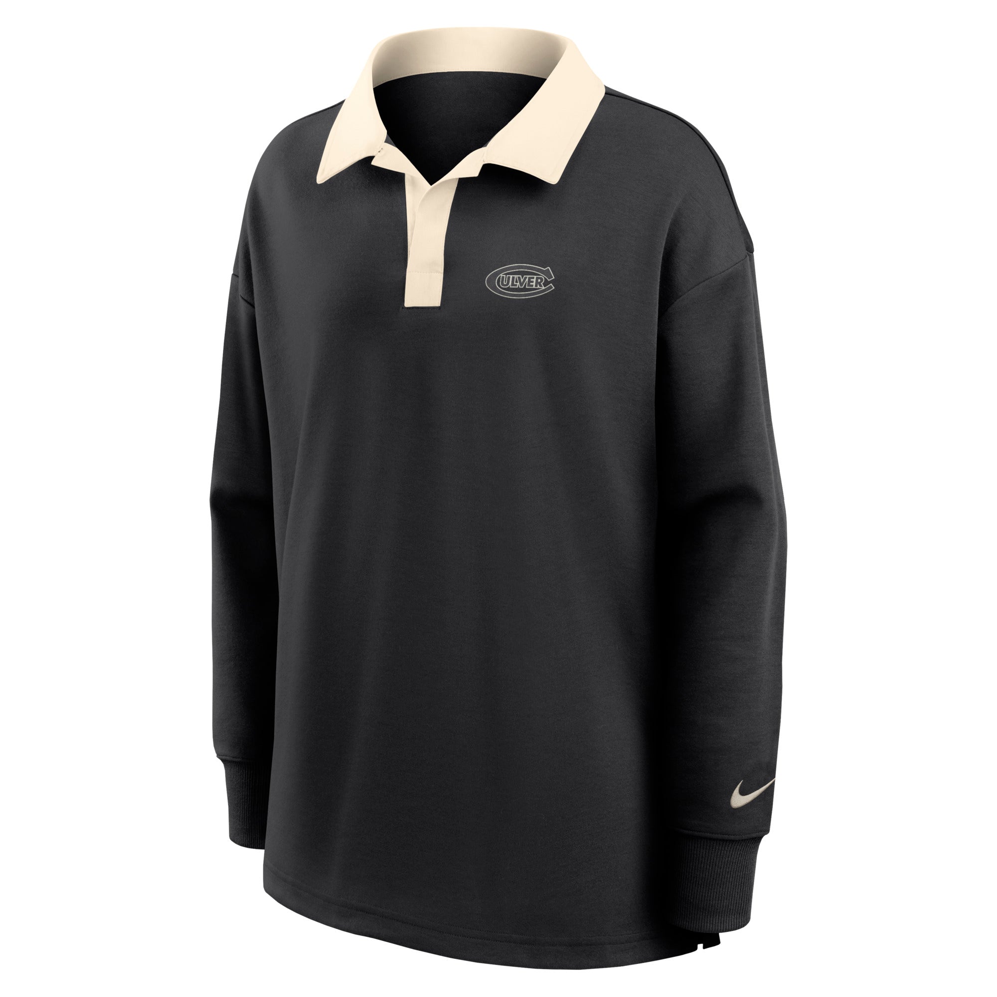 Nike Women's Essential Oversized Long Sleeve Polo - Black/Natural