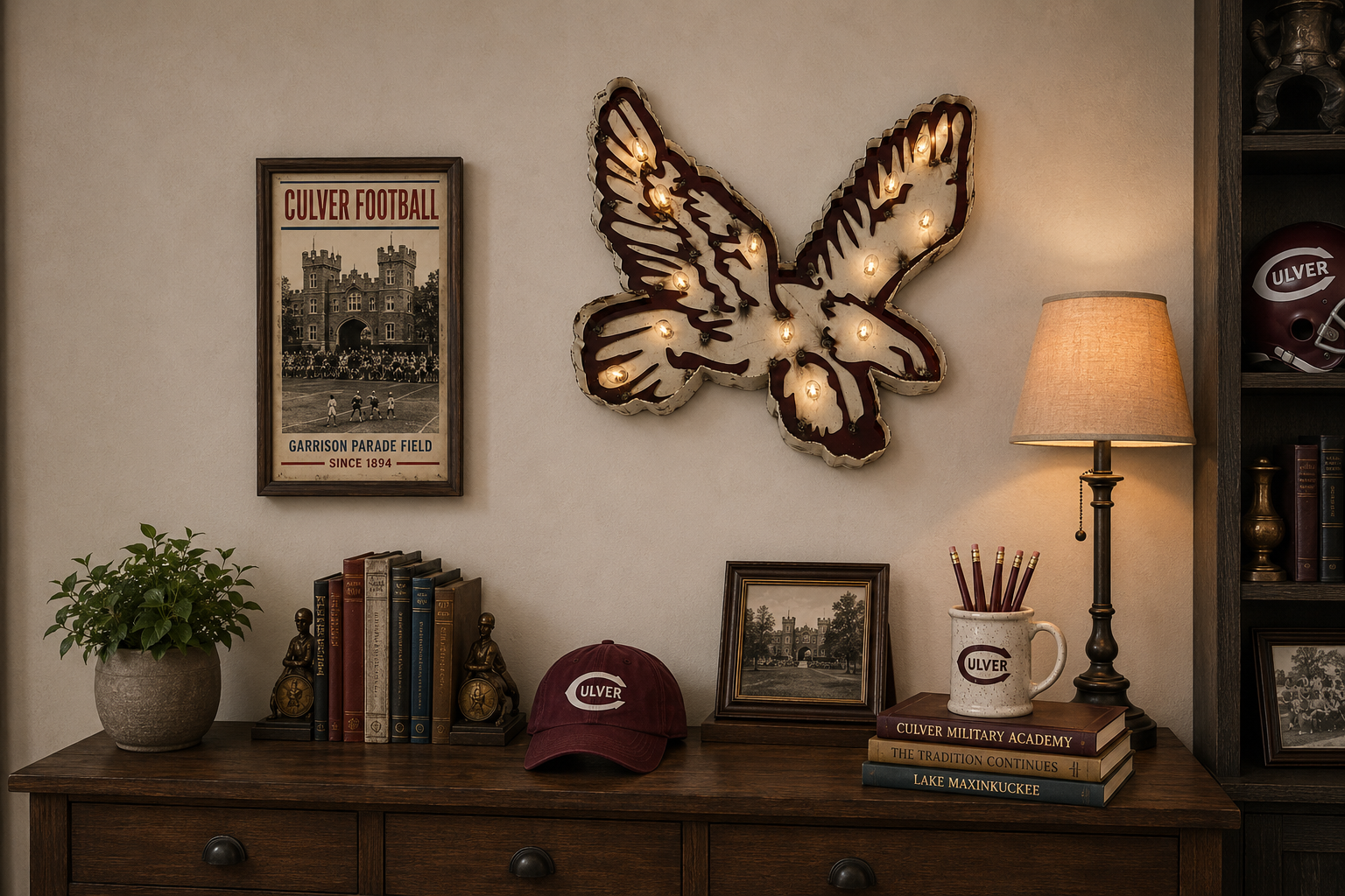 Flying Eagle Light Up Sign - Maroon
