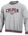Culver Reverse Weave Yarn Dye Rib Crew - Grey/Maroon Accents