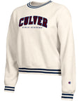 Champion Women's Reverse Weave Yarn Dye Rib Crew - Navy Accents