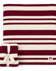 Cable Knit Throw Blanket - Maroon Stripe