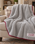 Culver Frosty Fleece Blanket - Grey & Maroon