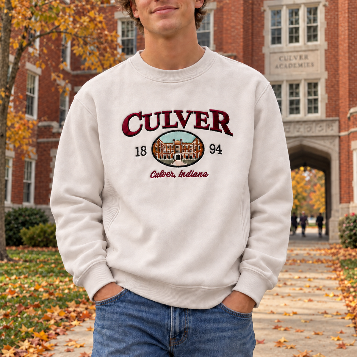 Heavyweight Crewneck with Applique - Bone