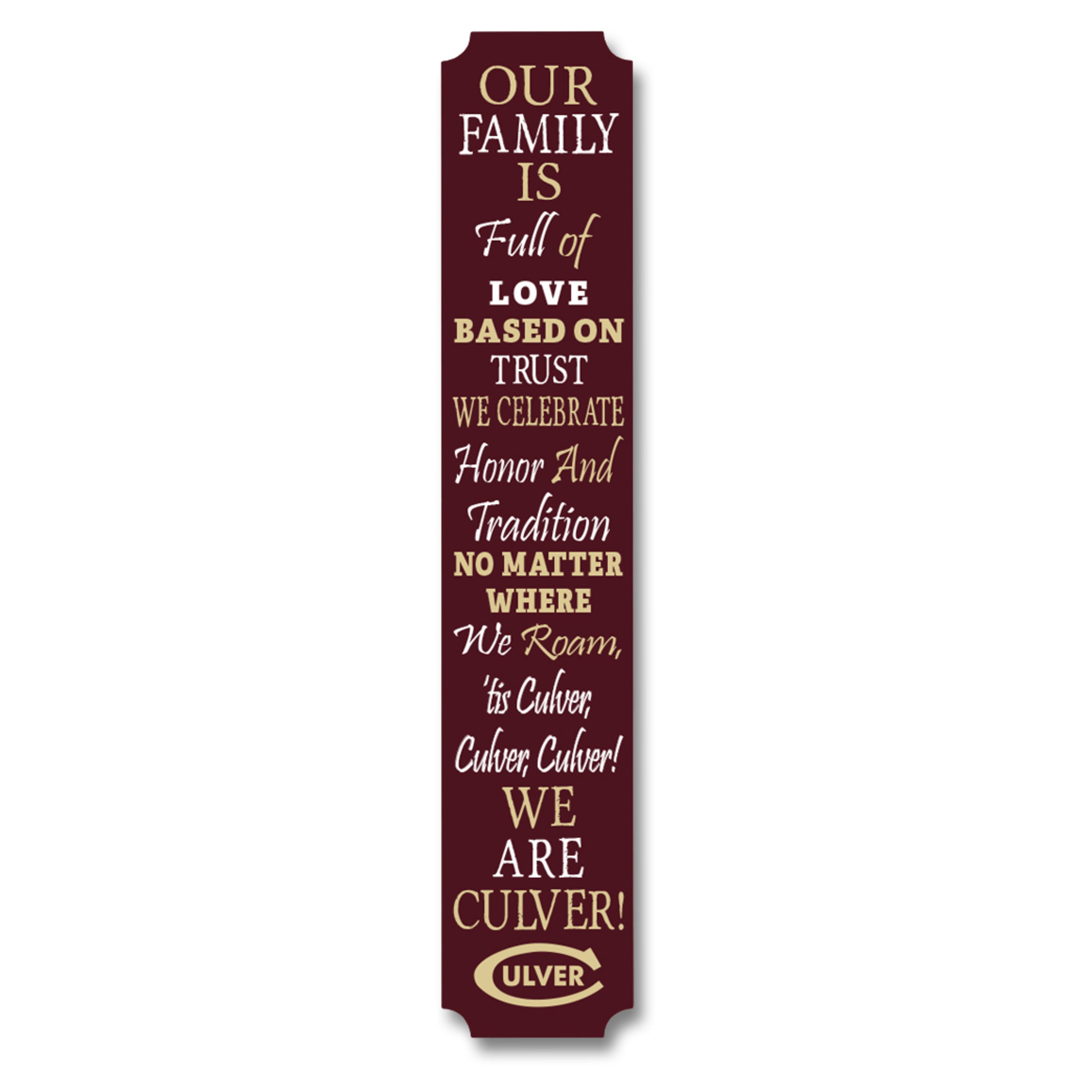 Culver Family Vertical Plank Sign - 4.5 x 24