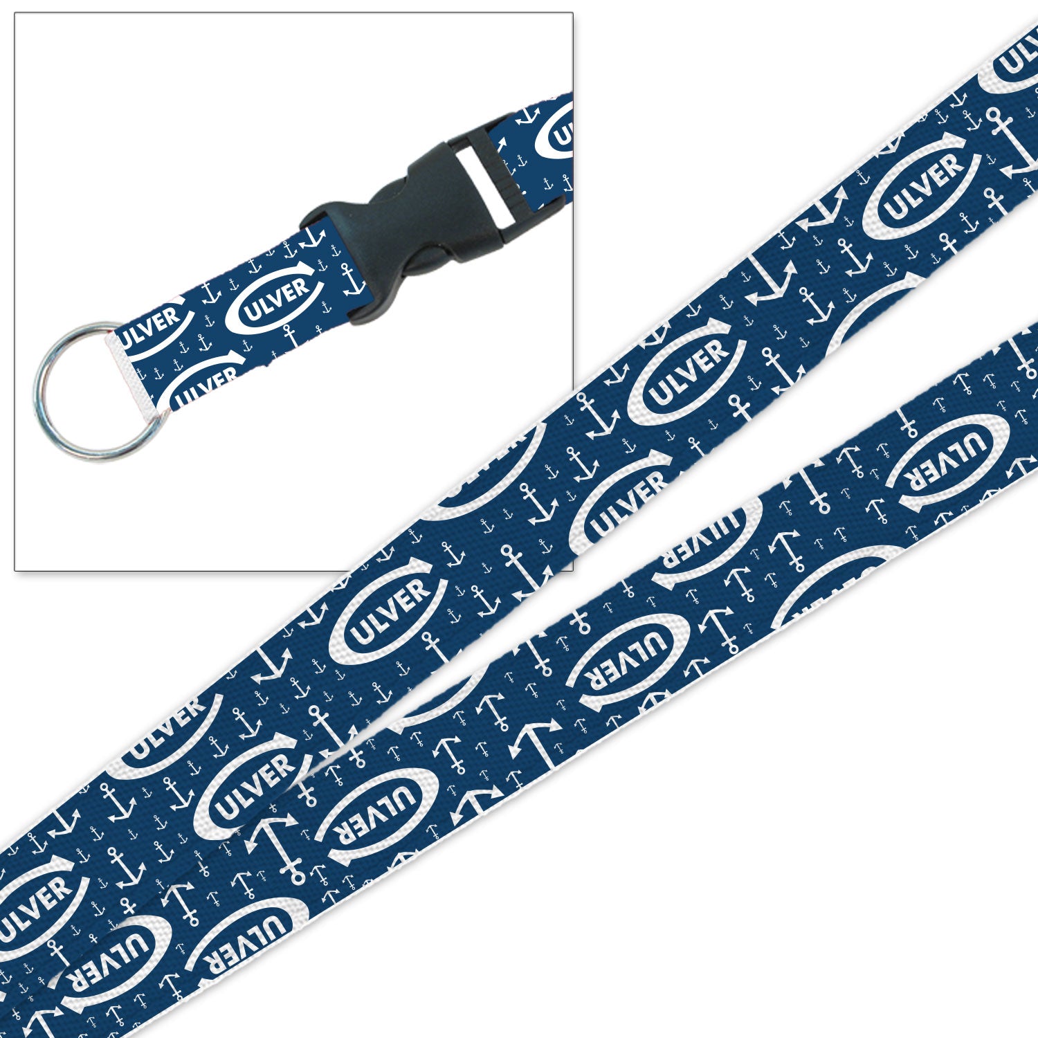 3/4″ Full Color Sublimated Navy Anchor Lanyard with Buckle