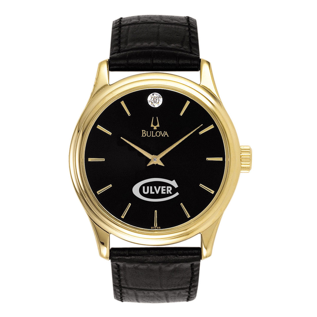 Bulova Culver Men&#39;s Watch Leather Strap - Black &amp; Gold