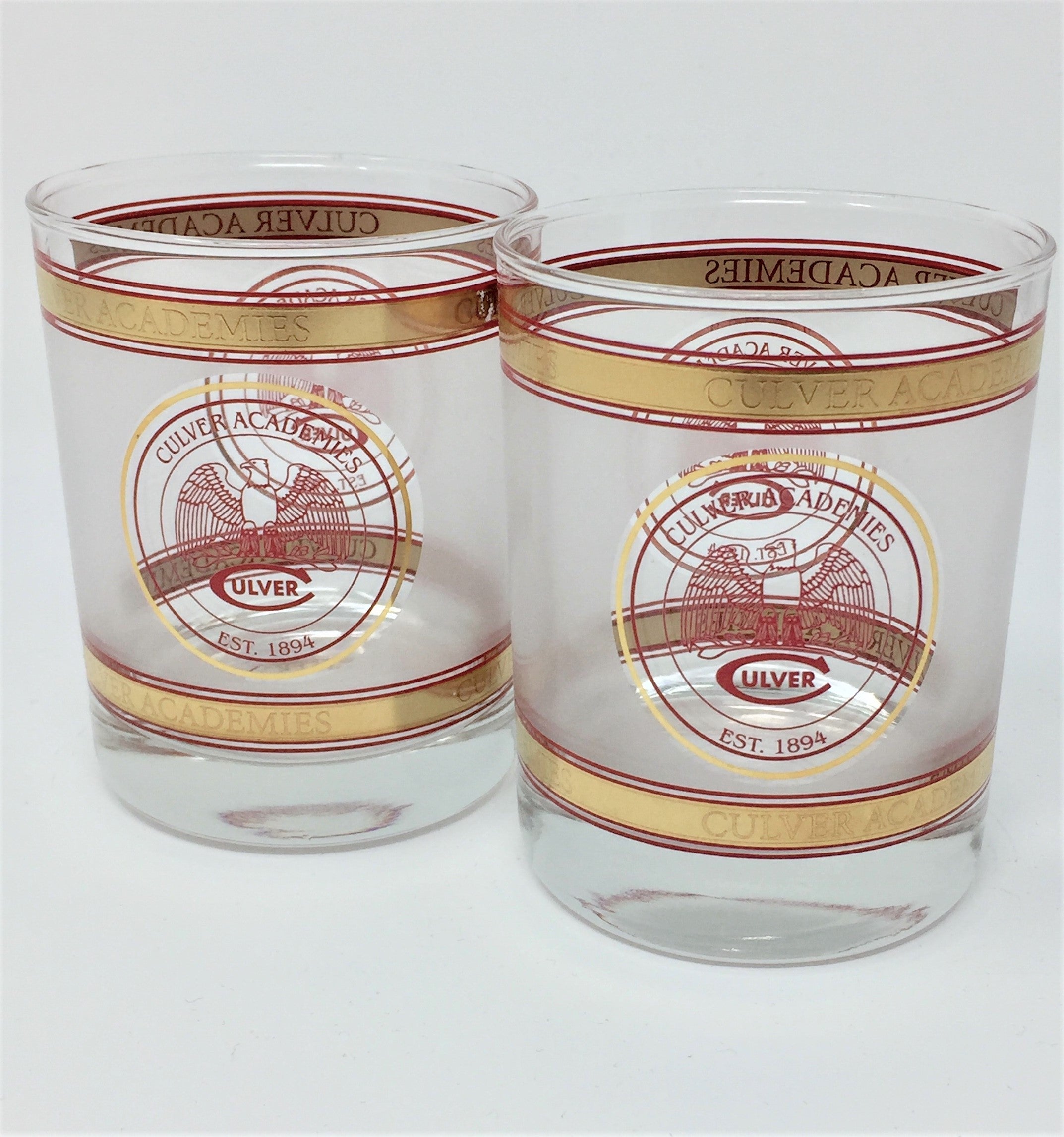 Culver Academies Frosted Rocks Glass - Set of 2 -15oz
