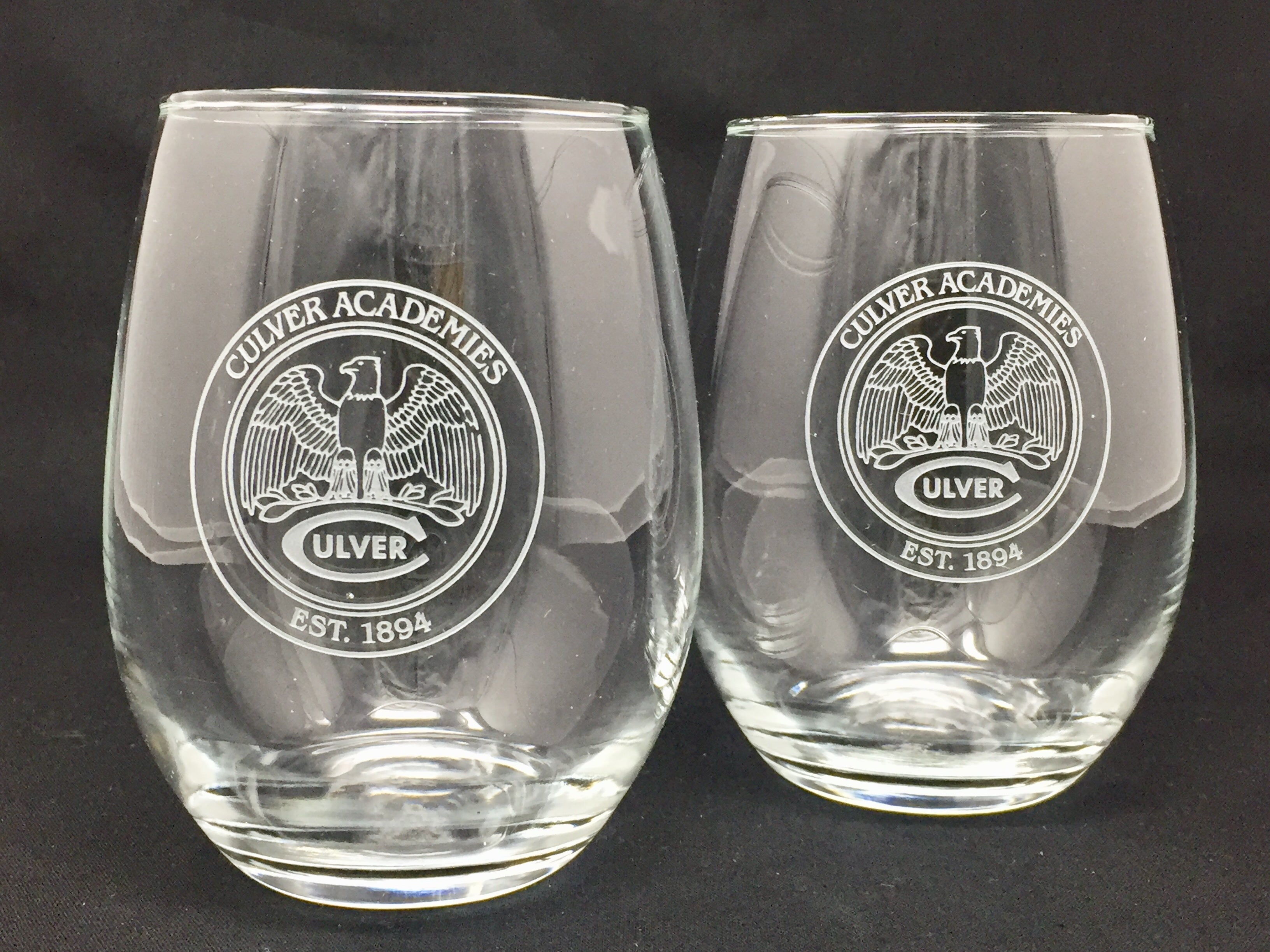 Culver Academies Stemless Wine Glasses Set of 2 - 15oz