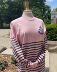 Printed Stripe Crew Neck Millennial -  Pink/Navy